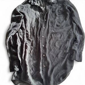 Babaton Aritzia 100% Silk Black Shirt Dress Tunic Blouse XXS